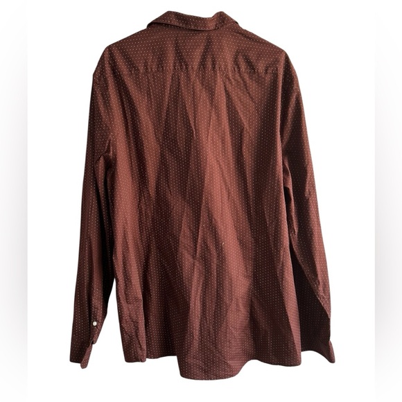 H&M Easy Iron Slim Fit D Brown w/White polka dot button down • Used • Size: XXL - Picture 2 of 4